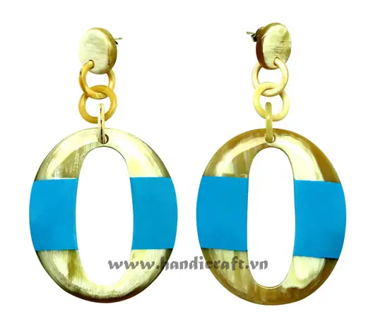 Horn & Lacquer Earrings HD30411, handmade buffalo horn jewelry