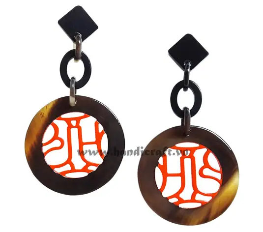 Horn & Lacquer Earrings HD30414, handmade buffalo horn jewelry