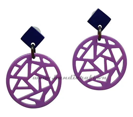 Horn & Lacquer Earrings HD30427, handmade buffalo horn jewelry