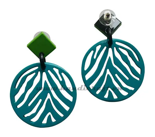 Horn & Lacquer Earrings HD30434, handmade buffalo horn jewelry