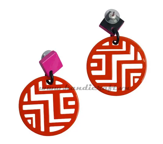Horn & Lacquer Earrings HD30435, handmade buffalo horn jewelry