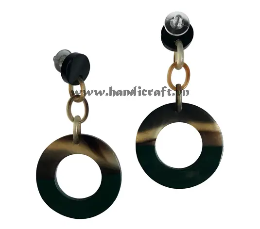 Horn & Lacquer Earrings HD30444, handmade buffalo horn jewelry