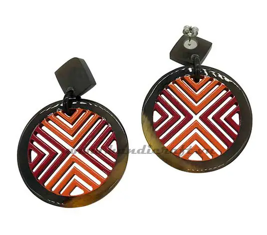 Horn & Lacquer Earrings HD30453, handmade buffalo horn jewelry