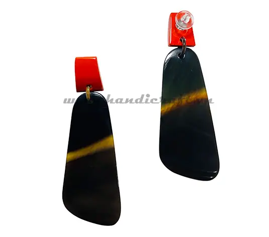 Horn & Lacquer Earrings HD30501, handmade buffalo horn jewelry