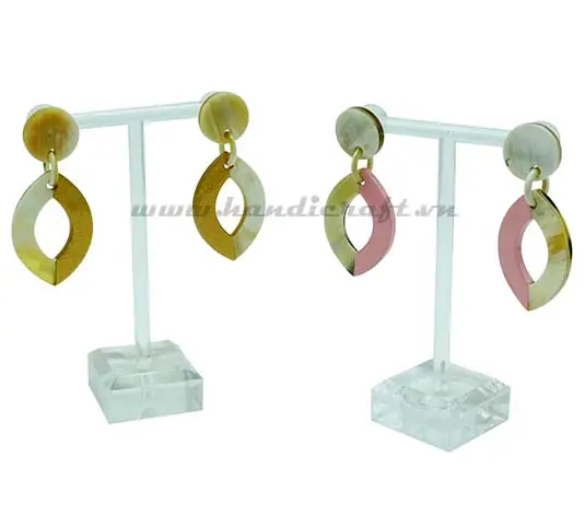 Horn & Lacquer Earrings HD30512, handmade buffalo horn jewelry