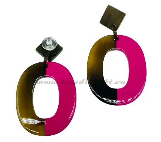 Horn & Lacquer Earrings HD30518, handmade buffalo horn jewelry