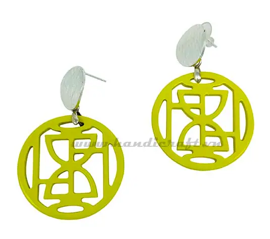 Horn and Lacquer Earrings HD30525, handmade buffalo horn jewelry