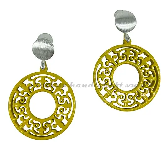 Horn and Lacquer Earrings HD30530, handmade buffalo horn jewelry
