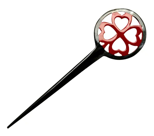 Horn & Lacquer Hair Pin HD50279, handmade buffalo horn jewelry