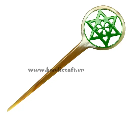 Horn & Lacquer Hair Pin HD50280, handmade buffalo horn jewelry